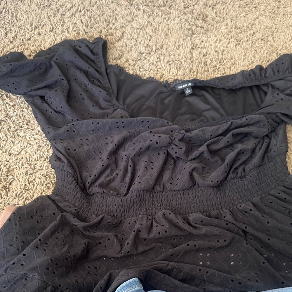 Torrid Black Eyelet Off-Shoulder Blouse